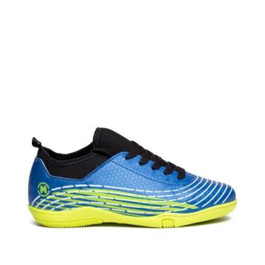 Imagem de Chuteira Infantil Molekinho Futsal Napa Azul/Verde, Azul, Verde, 31