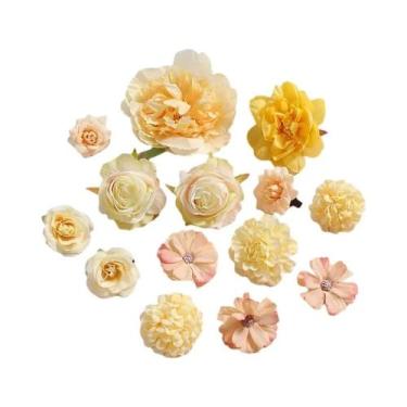 Imagem de Flores Artificiais De Seda Rosa Mista Para Decoração De Casa, Casament