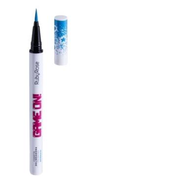 Imagem de Delineador Líquido Colorido Ruby Rose Game On! Traço Preciso Copa do Mundo Make Carnaval (Delineador Azul)