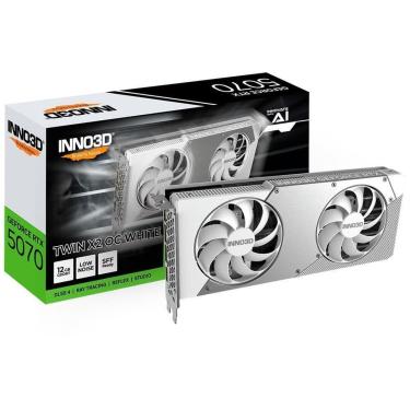 Imagem de Placa de Vídeo Inno3D RTX 5070 Twin X2 OC WHITE NVIDIA GeForce, 12GB, GDDR7, 2542MHz, Blackwell,-Unissex