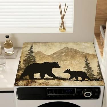 Imagem de Capa antipoeira para máquina de lavar roupa vintage Bears Mountain, capas antiderrapantes de lavadora e secadora para a parte superior, tapete protetor de secadora para lavanderia e cozinha, 59,9 cm x