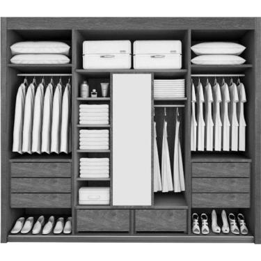 Imagem de Guarda Roupa Casal Ripado 4 Portas 8 Gavetas - Palladio Gold - Móveis Bettio
