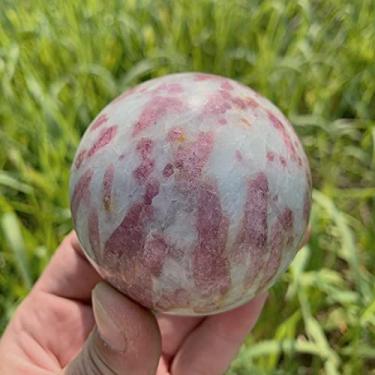 Imagem de Cristal natural cristal natural quartzo rosa turmalina esfera bola reiki pedras sala escritório casa aquário decoração acessórios pedras preciosas (tamanho: 70-75 mm)