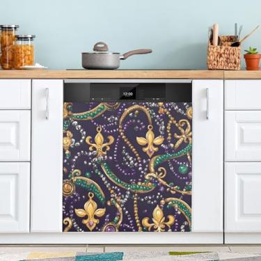 Imagem de ATTX Capa magnética para lava-louças Mardi Gras | Adesivo decorativo de eletrodomésticos de 58 x 66 cm para armários domésticos e eletrodomésticos (36)
