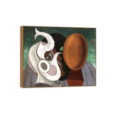 Imagem de Victor Brauner famosa pintura em tela de arte de parede pronta para pendurar - rostos metafísicos - imagem em moldura de madeira para decoração de sala de estar 90 x 108 cm 35 x 42 pol