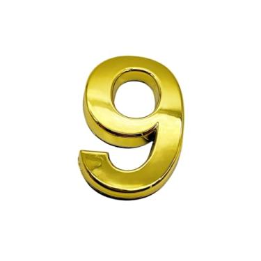 Imagem de NumRealm Número de porta, números de casa à prova d'água 3D, endereço de caixa de correio autoadesiva, jardim, apartamento, hotel, café, sinalização, ouro-9