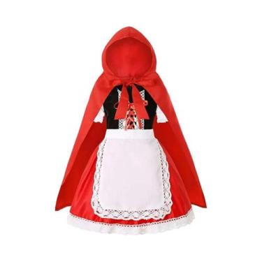 Imagem de Conjunto De Fantasia Chapeuzinho Vermelho Para Crianças 4 Peças Vestid
