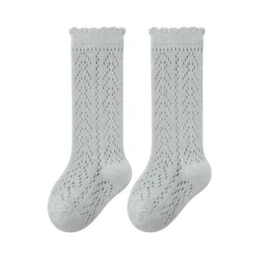 Imagem de Meias De Algodão Tricotadas Para Meninas Bebês 0-3T, Meias Longas De V
