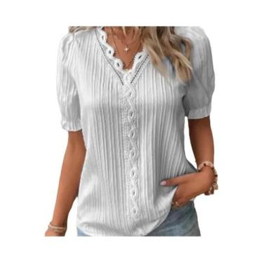 Imagem de Blusa Feminina plus Size Com Decote Em V E Mangas Vazadas, Verão, Sexy