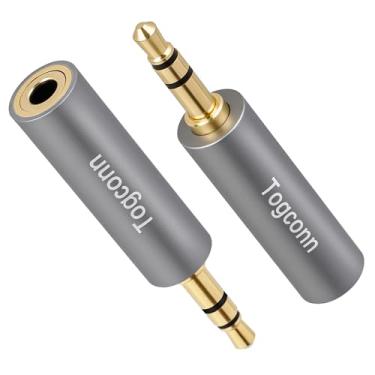 Imagem de Adaptador TRRS para TRS de 3,5 mm, pacote com 2, 1/20.3 cm 3,5 mm TRRS fêmea para microfone TRS macho de 3 polos, conector conversor de áudio para fone de ouvido, microfone de 4 polos a 3 polos