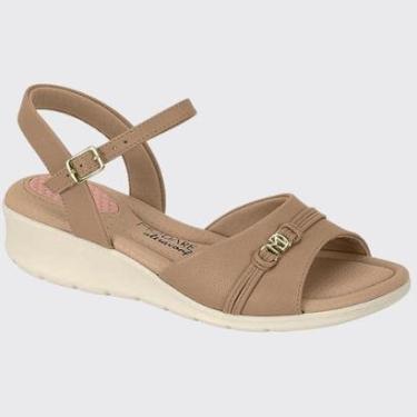 Imagem de Sandália Feminina Slide Strass Ultra Conforto Anabela Modare 7190.104.21765 Nude N°35-Feminino