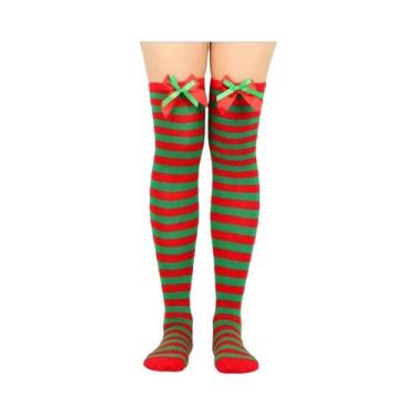 Imagem de Meias Listradas De Natal Para Meninas, Meias Longas Para Decorações De