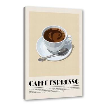Imagem de Pintura em tela de arte de parede com estampa de cappuccino italiano, café, café, bar, decoração de sala de estar (SKU5,20,3 x 30,5 cm = (20 x 30 cm), emoldurado (tela embalada))