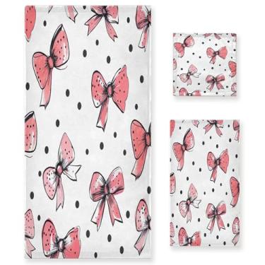 Imagem de xigua Conjunto de toalhas de banheiro com laço absorvente macio 3 peças toalha de banho toalha de mão toalhas decorativas para banheiro, academia, hotel, praia, piscina