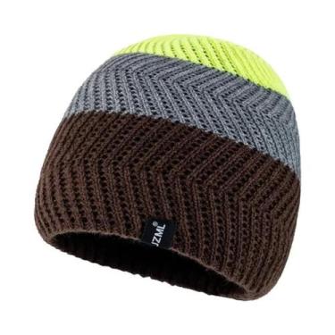 Imagem de Gorro Tricotado Unissex Com Listras Coloridas Para Inverno, Casual, Es