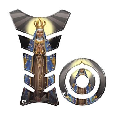 Imagem de Kit Adesivo Protetor Tanque E Bocal Moto Yamaha Nossa Senhora Preto Preto