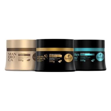 Imagem de Kit Cronograma Capilar Haskell para Cabelos Cacheados  Hidratação, Nut