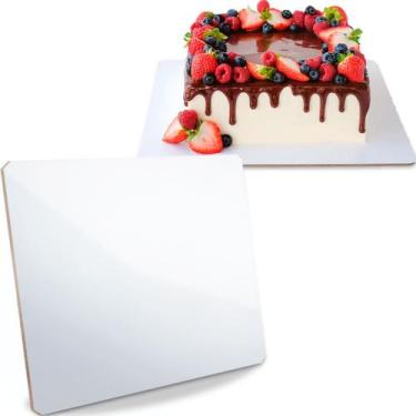 Imagem de Cake Board Mdf Quadrado 30x30cm Branco Para Confeitaria Com 10 - Tabul