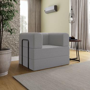 Imagem de Poltrona Decorativa Diamante Modular Sala Linho Para Sala Linho Cinza