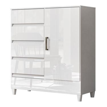 Imagem de Cômoda Fit 1 Porta E 4 Gavetas Branco - Santos Andirá