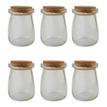 Imagem de Kit porta temperos com 6 Potes Vidro e Tampa Rolha Cortiça 100ml - Pra