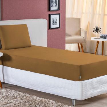 Imagem de Jogo De Cama Solteiro Nobre 2 Peças Lençol Com Elástico De 30cm De Altura Malha 100% Algodão - Cobre