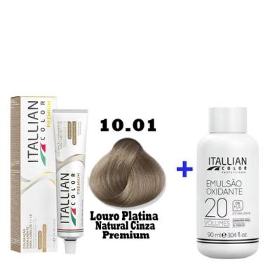Imagem de Kit Coloração Itallian Premium 60g Louro Platina Natural Cinza 10.01 +