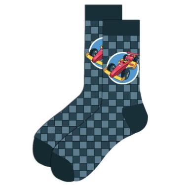 Imagem de Crew Socks Novelty Racing Car Cotton para adultos, azul, x5 pares - Ta