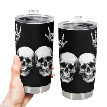 Imagem de Caneca de café Tumbler Oasisdream 600 ml com estampa de caveira