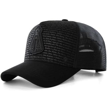 Imagem de Boné Sacudido`s Aparecida - Suede Preto - Oração - Tamanho Especial