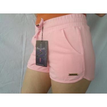 Imagem de Short Feminino Moletinho Rosa Bebê com Elastano, Bolsos e Cordão no il