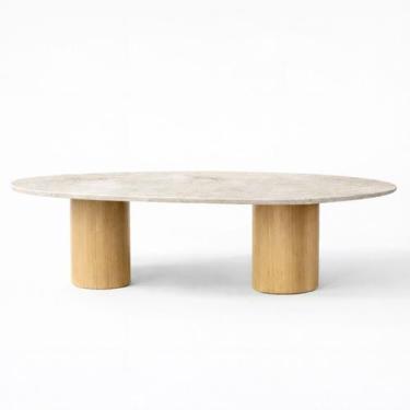 Imagem de Mesa de Jantar Astrid Orgânica Cilíndrica 120x80 cm Tampo Mármore Para