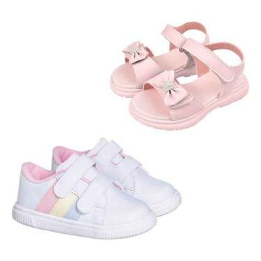 Imagem de Kit 2 Pares Sandalia Infantil Menina Macia Tenis Casual Moda - Mimofle