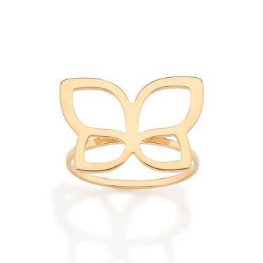 Imagem de Anel Skinny Borboleta Vazada Banhada a Ouro Rommanel 513632 Tamanho:16