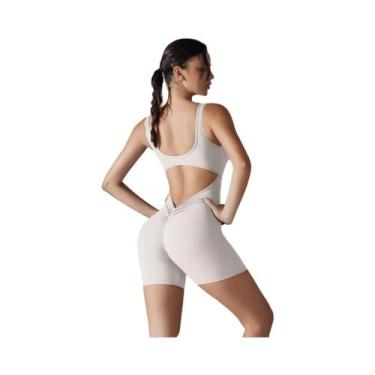 Imagem de Macacão Esportivo Feminino Com Costas Em V E Franzido, Sem Mangas, Par