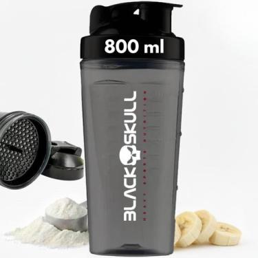 Imagem de Coqueteleira Shakeira Garrafa Academia Black Skull 800ml