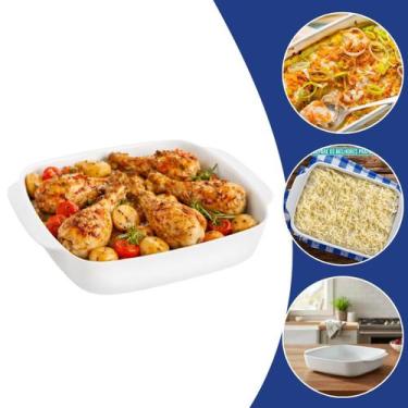 Imagem de Travessa de Vidro Refratário Quadrada 1,7L Opalina Assadeira Forno Mic