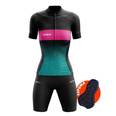 Imagem de Conjunto de Ciclismo Feminino Camisa e Bermuda Espuma Com Bolsos Mtb - GG - Mulher Maravilha-Feminino