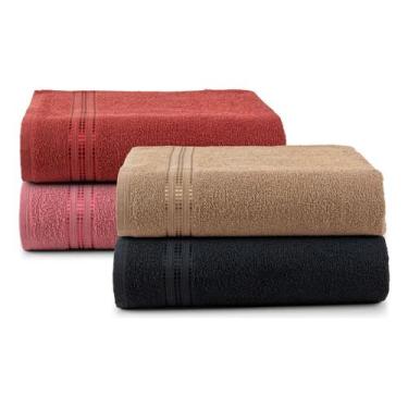 Imagem de Kit Toalhas Banho Felpudas Macias Cores Vibrantes Promoção - 4Linea - 