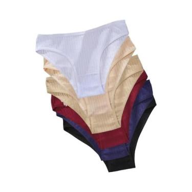 Imagem de Calcinhas De Algodão Listradas E Caneladas plus Size Para Mulheres, Pa