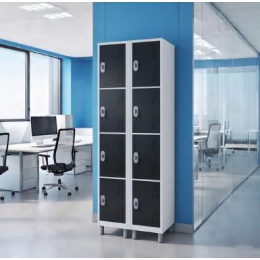 Imagem de Armário Multiuso de Aço com 8 Portas Qualidade - W3, Preto