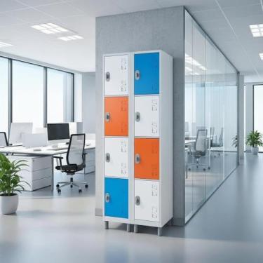 Imagem de Armário Multiuso de Aço com 8 Portas Qualidade - W3, Tricolo