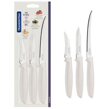Imagem de Conjunto de Facas Plenus para Tornear Legumes Frutas e Tomate em Aço Inox e Polipropileno Off White Tramontina