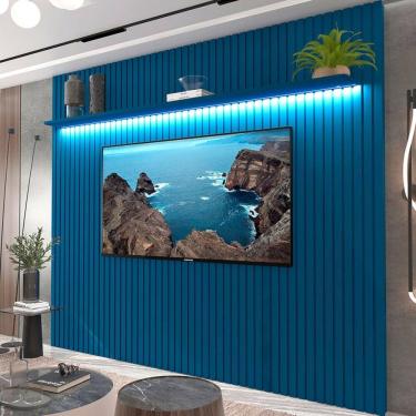 Imagem de Painel para TV Até 85 Polegadas Nobre 1 Prateleira Ripado 100% Mdf Azul Royal - Gelius