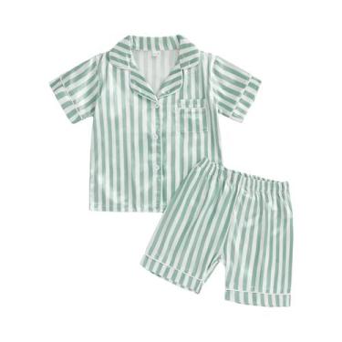 Imagem de Conjunto De Pijama De Verão Para Bebês, Meninos E Meninas, Camisa List