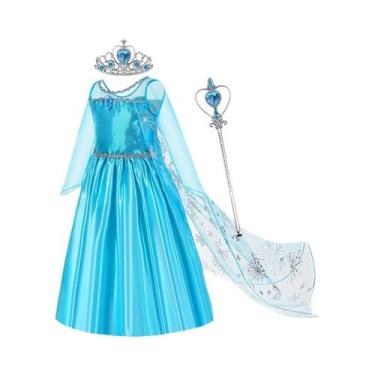 Imagem de Fantasia De Princesa Elsa Frozen Para Meninas, Traje De Cosplay De Hal