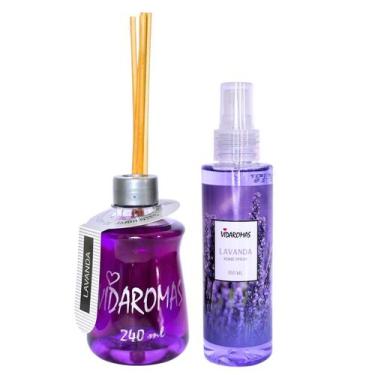 Imagem de Kit Difusor Aromatizador Vareta Home Spray Ambiente Lavanda - UNI ECCO