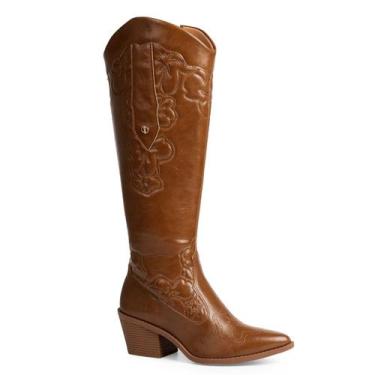 Imagem de Bota Feminina Dakota Western Cano Longo Salto Bloco D2761, Castanho, 3