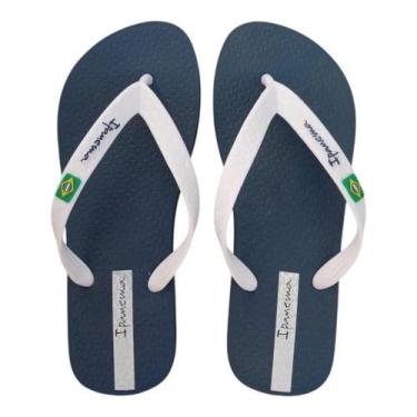Imagem de Chinelo unissex grendene ipanema brasil  27040, Azul, Branco, 39/0