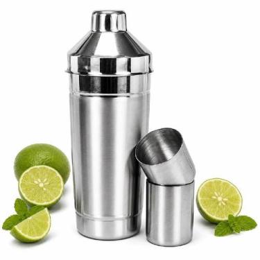 Imagem de Coqueteleira Madrid 2 Copos Aluminio 3 Em 1 400Ml Medidor Caipirinha D